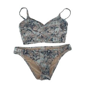 NWT Kona Sol Blue Pink Swimsuit Bikini Top And Bottom Set Size Medium Women’s